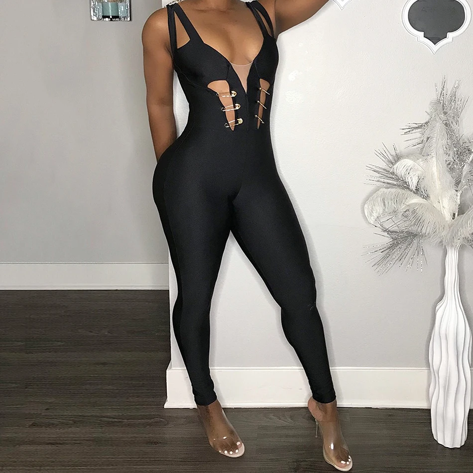 Женский Облегающий комбинезон без бретелек черный темно желтый в стиле звезд для