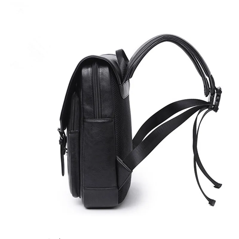 Модный мужской черный рюкзак кожаная сумка мужская дорожная через плечо