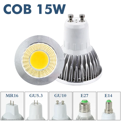 COB 15W Светодиодная лампа Точечный светильник точечная лампа цфл MR16 GU10 E14 E27 лампада диод GU5.3 2835 SMD 3 Вт 220 В 110 В для домашнего декора энергосберегающая - Испускаемый цвет: COB 15W