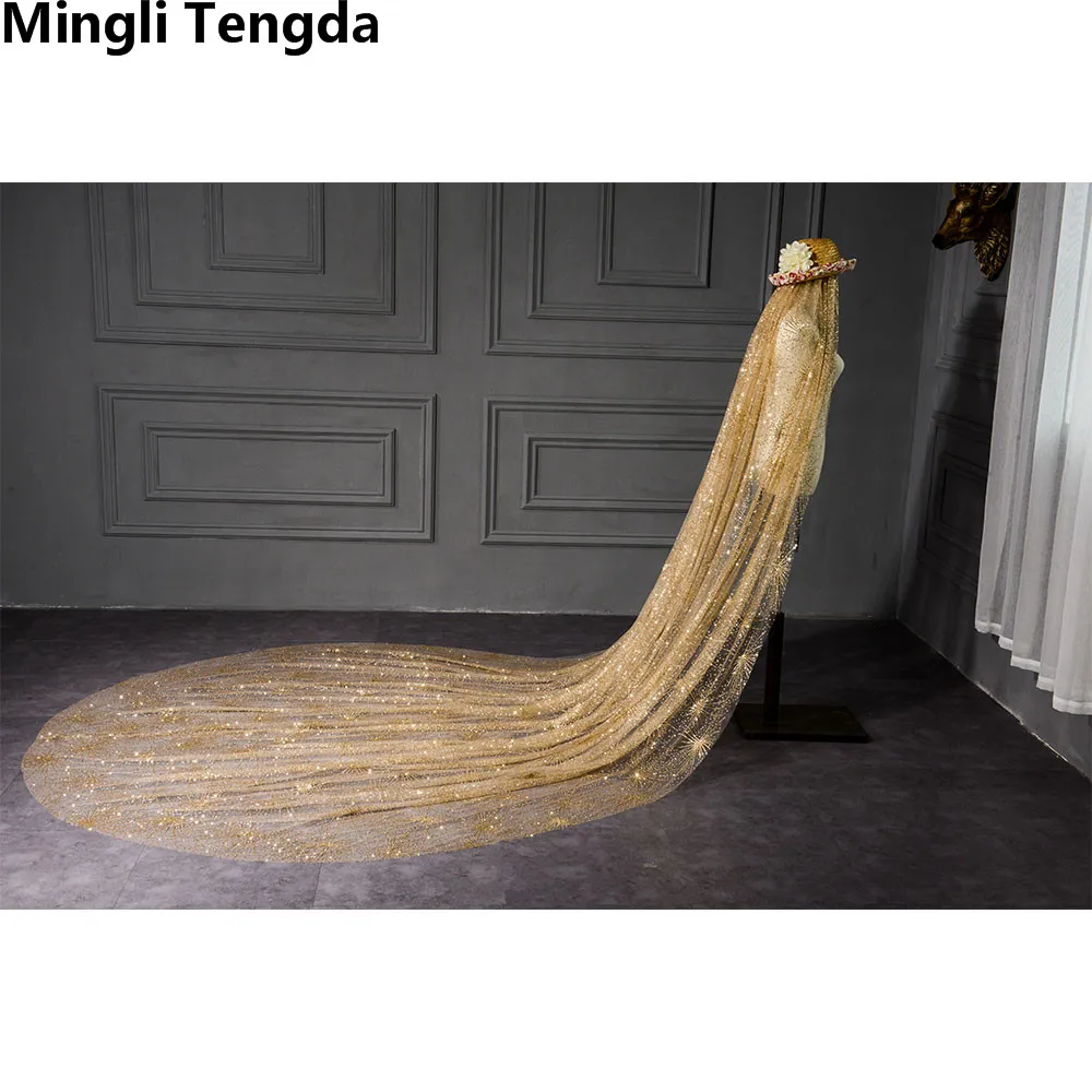 Mingli Tengda 3 5 м Соборная Фата один слой спрей золотые блестки свадебная фата