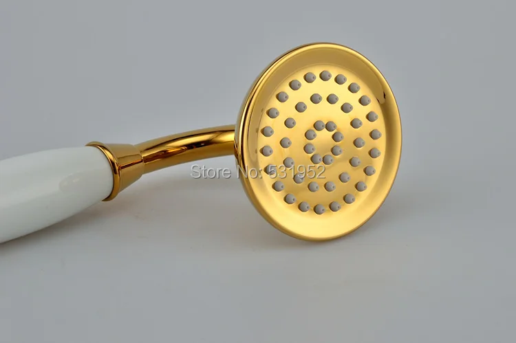 

PVD-TI Gold Finish Brass Telephone Hand Held Shower Head Ceramics Handle 1.5M Gold Shower Hose Gold-Plated Shower Set