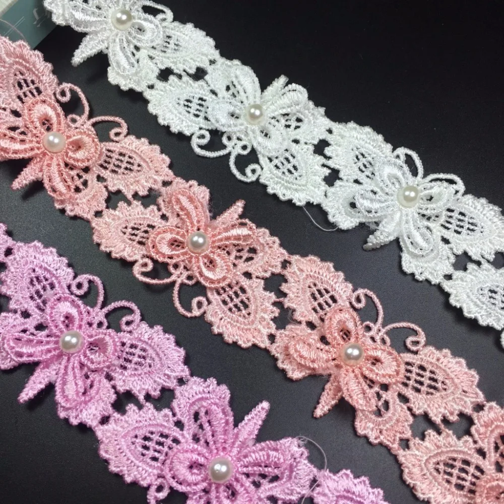 15 ярдов Ремесло Плетеные Из Бисера Поддельный Жемчуг Бабочки Shaped Отделкой