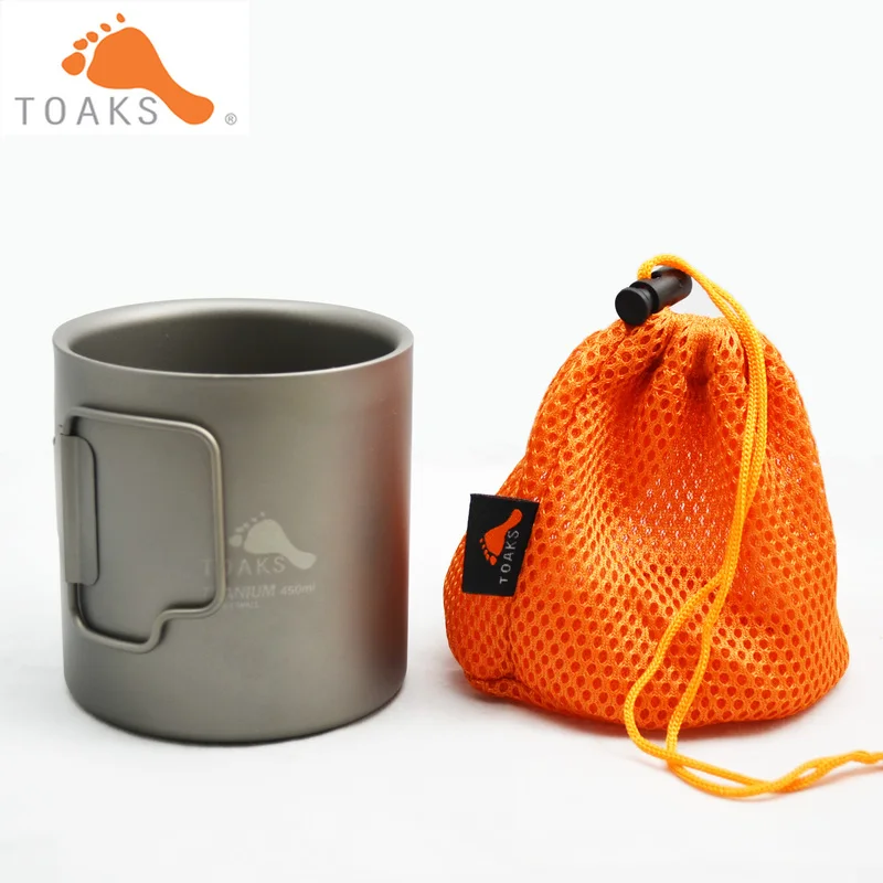 TOAKS CUP 450 DW титановая двойная настенная чашка Ультралегкая уличная кружка без