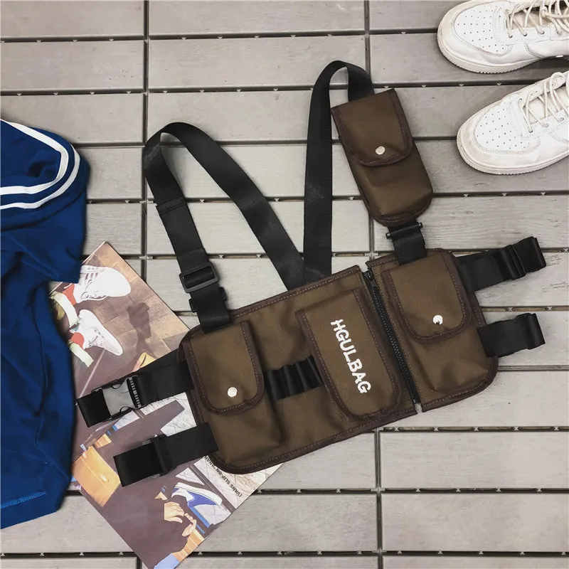brown Горячая Мода нагрудная сумка черная поясная сумка пакет мульти-карман хип-хоп Уличная функциональная Военная Тактическая нагрудная сумка Kanye West Новинка - Цвет: brown