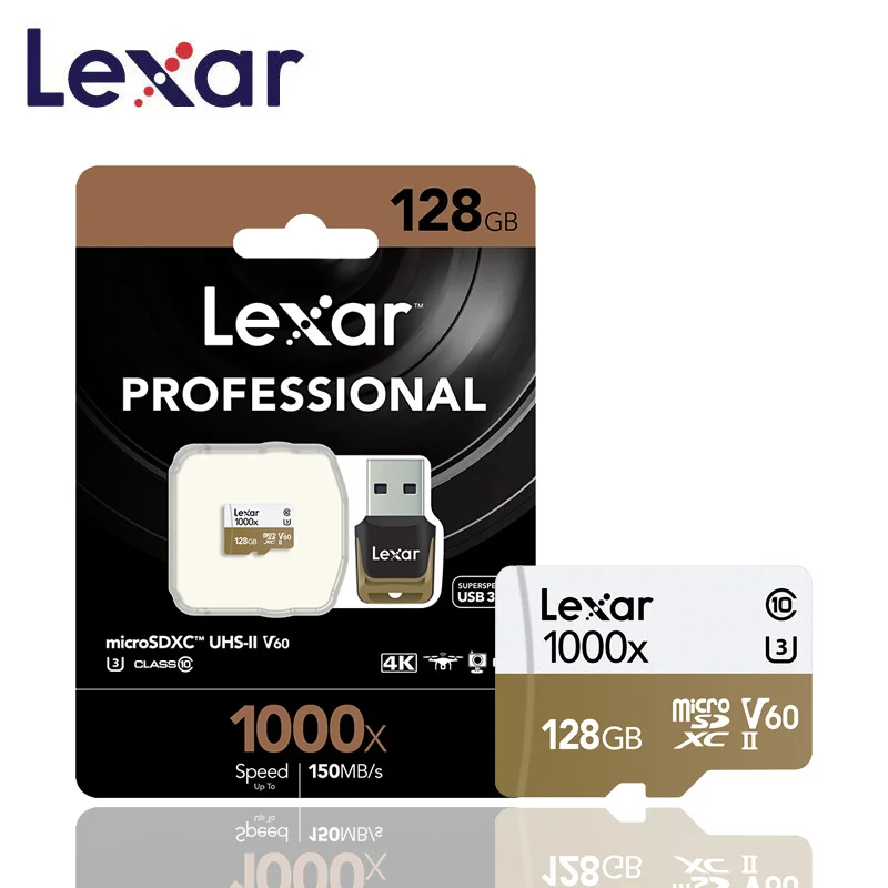 Оригинальный Lexar карты Micro SD 128 ГБ UHS II U3 Max 150 МБ/с. автомобиль TF флэш памяти класса 10