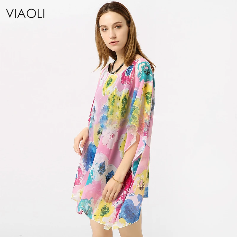 VIAOLI, купальный костюм, пляжный кафтан, купальник, накидка, с принтом, шифоновое парео, женский халат, пляжное платье, сексуальный саронг, Пляжная туника