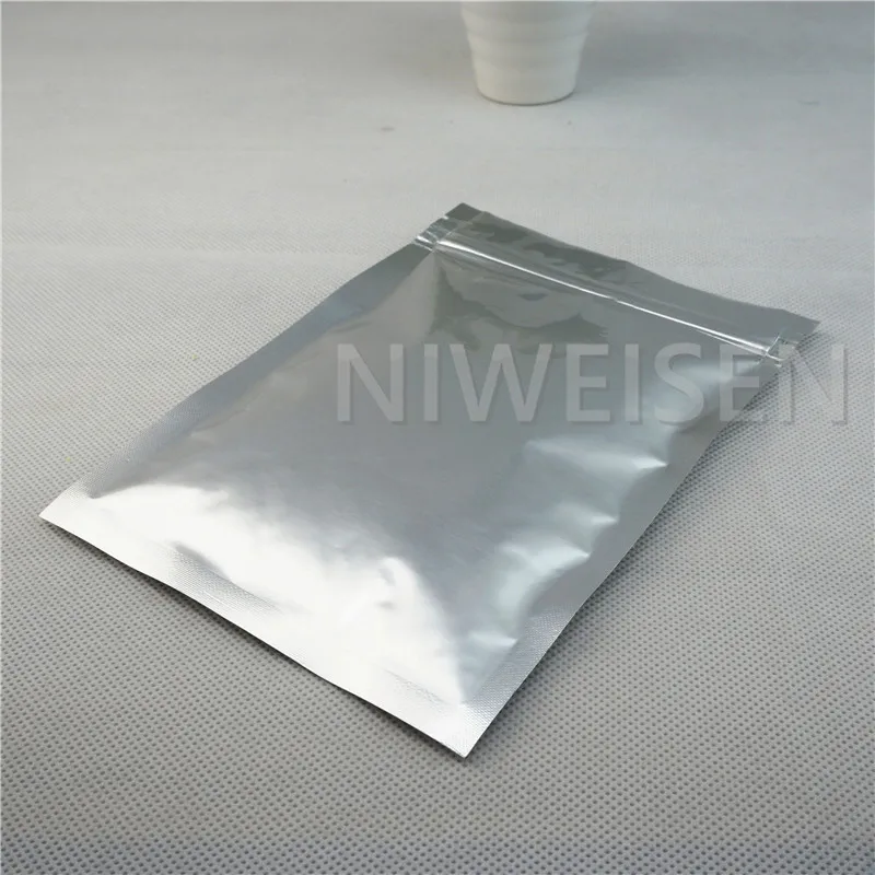 12X20CM 100pcs Resealable Translucent Pure Aluminium foil Zip Lock Bag - Silver white full Mylar plastic pouch clear Front | Дом и сад