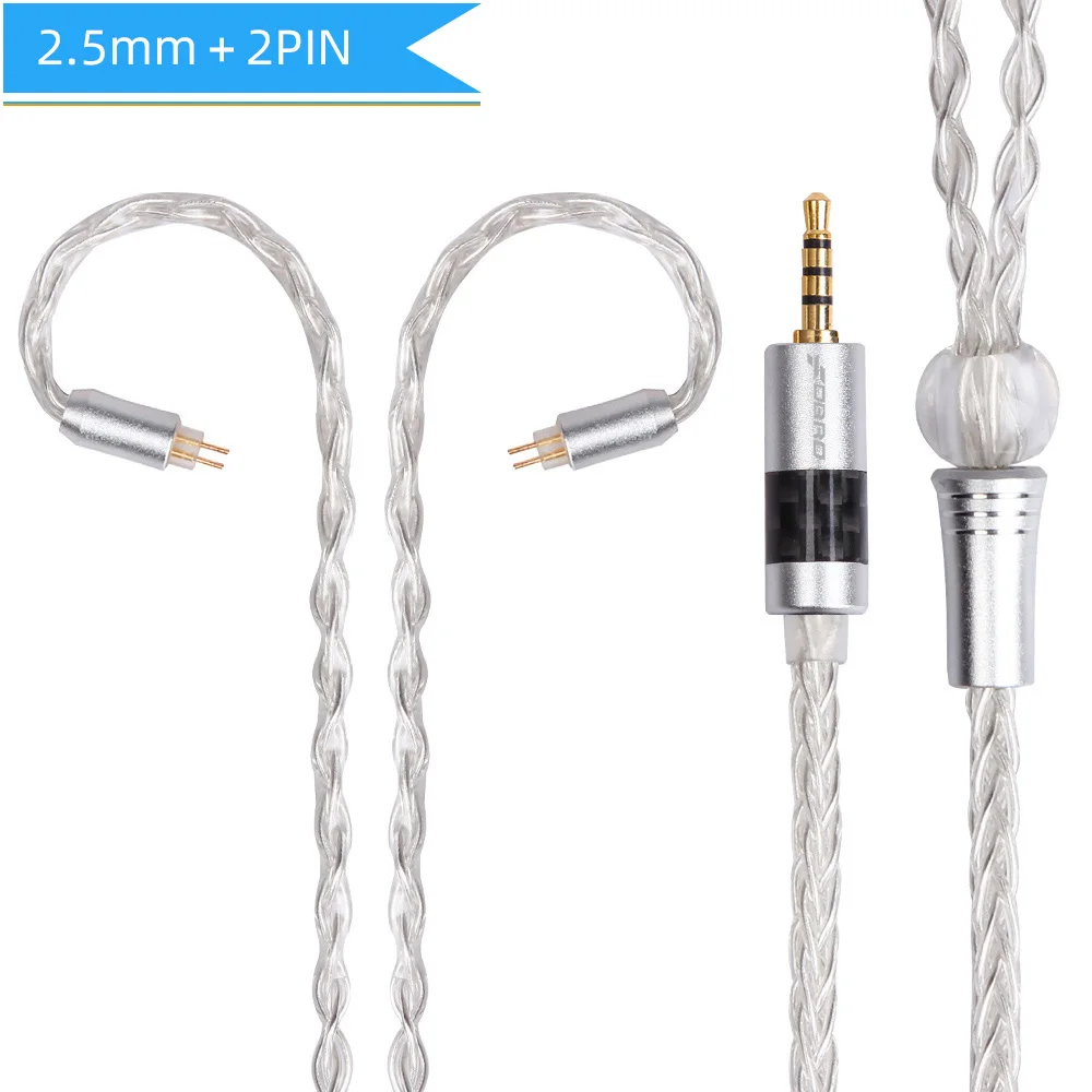 silver 2.5mm 2pin FDBRO MMCX 2Pin 0,78 мм A2DC 8core с серебряным покрытием кабель наушников 2,5/3,5/4,4 мм наушники с уравновешенным якорем кабель для SE846 SE535 H2 H3 ue900 - Цвет: silver 2.5mm 2pin