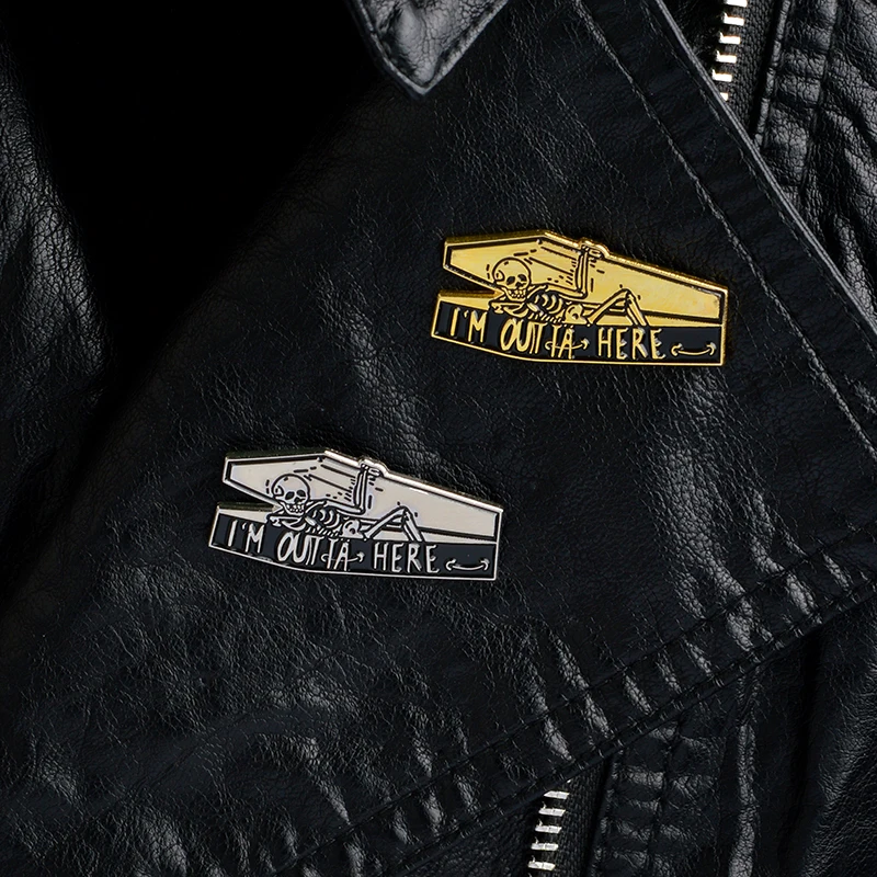 Креативный Скелет Череп гроб I'm Here Life Was Punk дизайн эмалированная брошь Милые