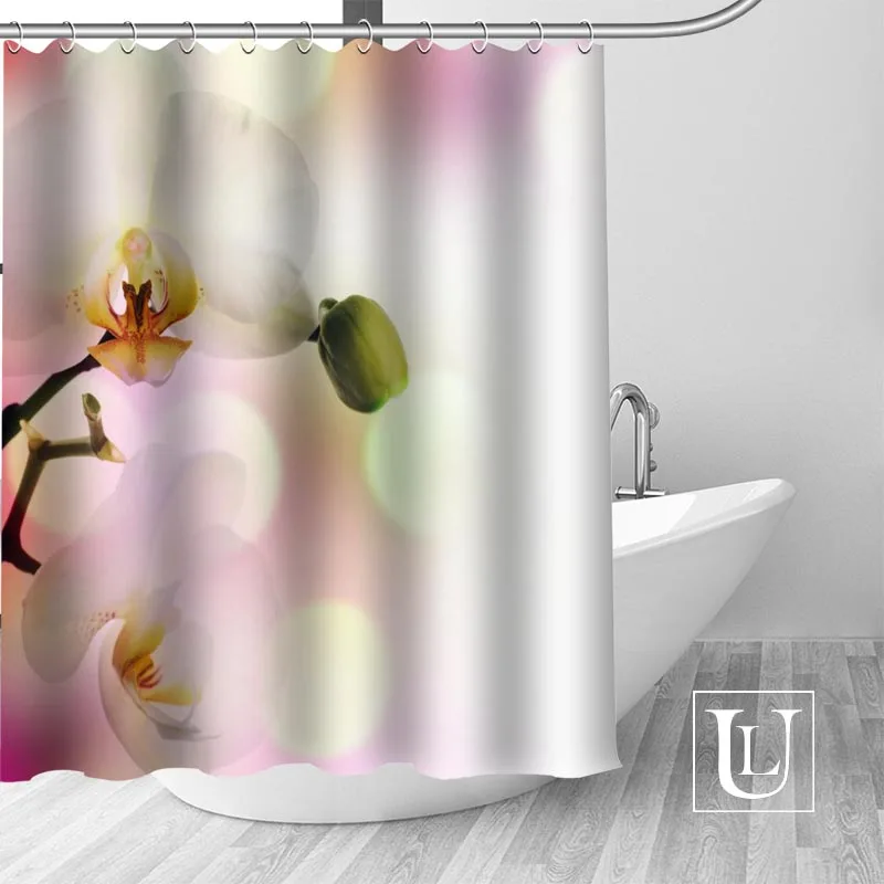 Shower Curtain Новое поступление на заказ Орхидея цветок занавеска для душа полиэфирная ткань занавески с крючками для ванной комнаты плесени устойчивый декор для ванной комнаты - Цвет: Shower Curtain