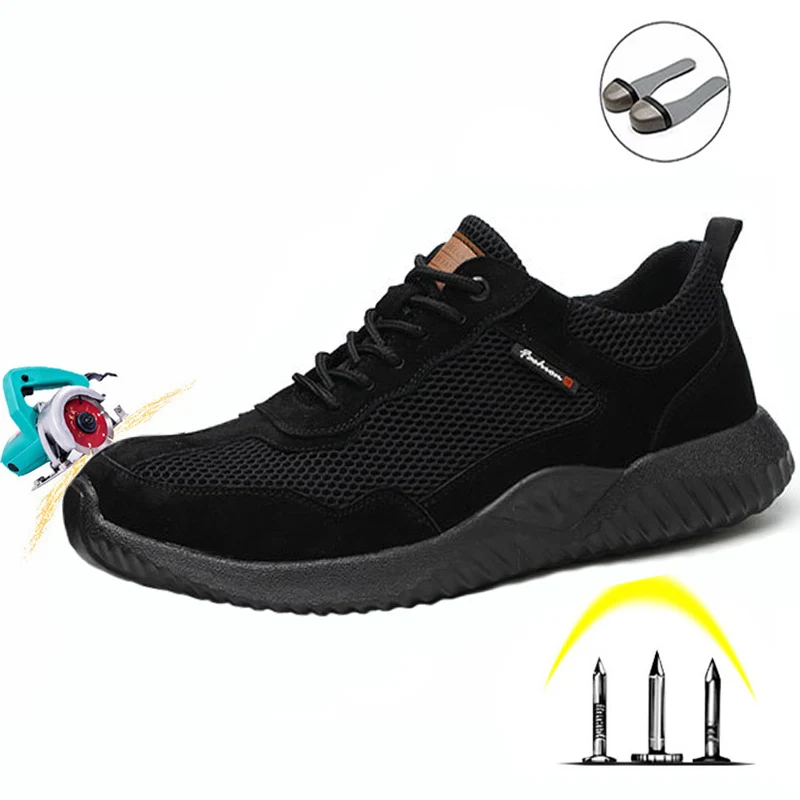 Flying Woven Labor Insurance Shoes Men Breathable Smash-proof and Puncture-proof Safety Protection Work boots | Обувь