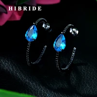 hibride trendy geometric blue hoop earrings for women accessories full cubic zirconia earrings jewelry pendientes mujer e 113