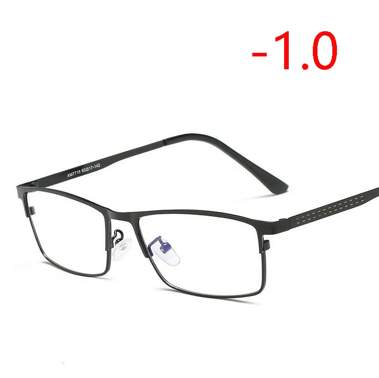 Myopia 100 1,56 асферические линзы, полная оправа, бизнес очки по рецепту, мужские Модные металлические квадратные очки для близорукости с градусом 0-0,25-0,5 до-4,0 - Цвет оправы: Myopia 100