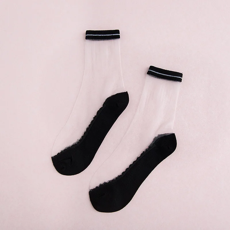 

[WPLOIKJD]Harajuku Cute Socks Spring Summer Thin Style Socks Fashion Women Socks Transparent Comfortable Socks Skarpetki Sokken