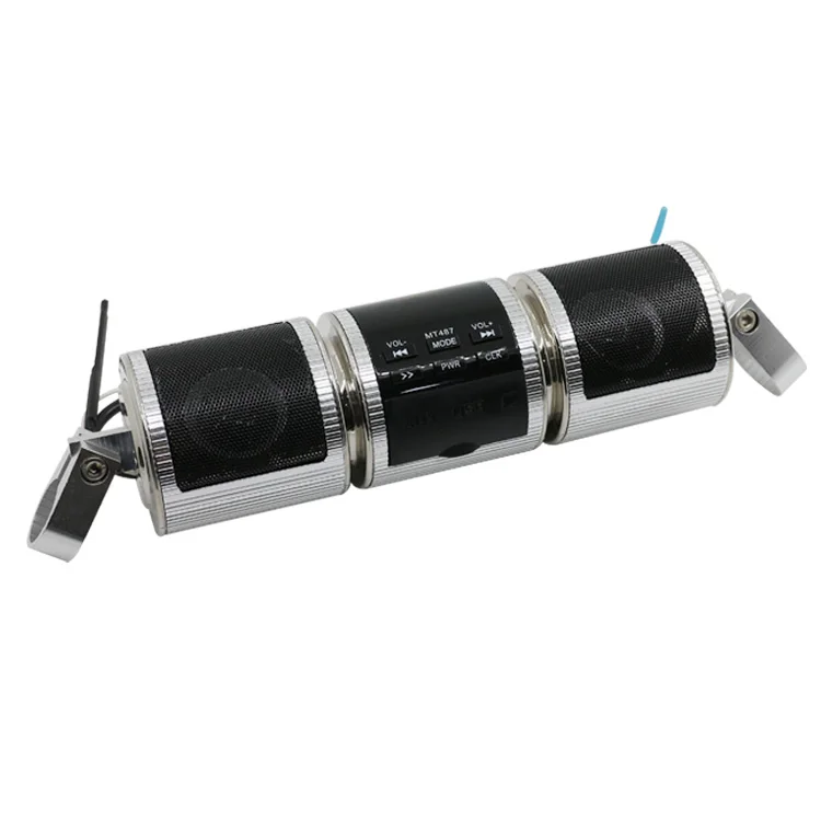 1set Motorcycle Silver/Golden Waterproof Bluetooth Audio Sound System Stereo Speaker Music Player with FM Radio LCD Display | Автомобили и