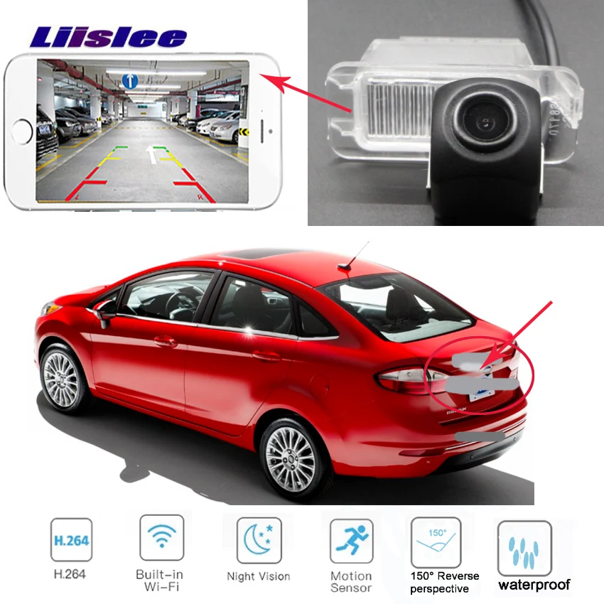 LiisLee WIFI камера заднего вида для Ford Fiesta sedan 2013 ~ 2018 CCD реверсивная парковочная