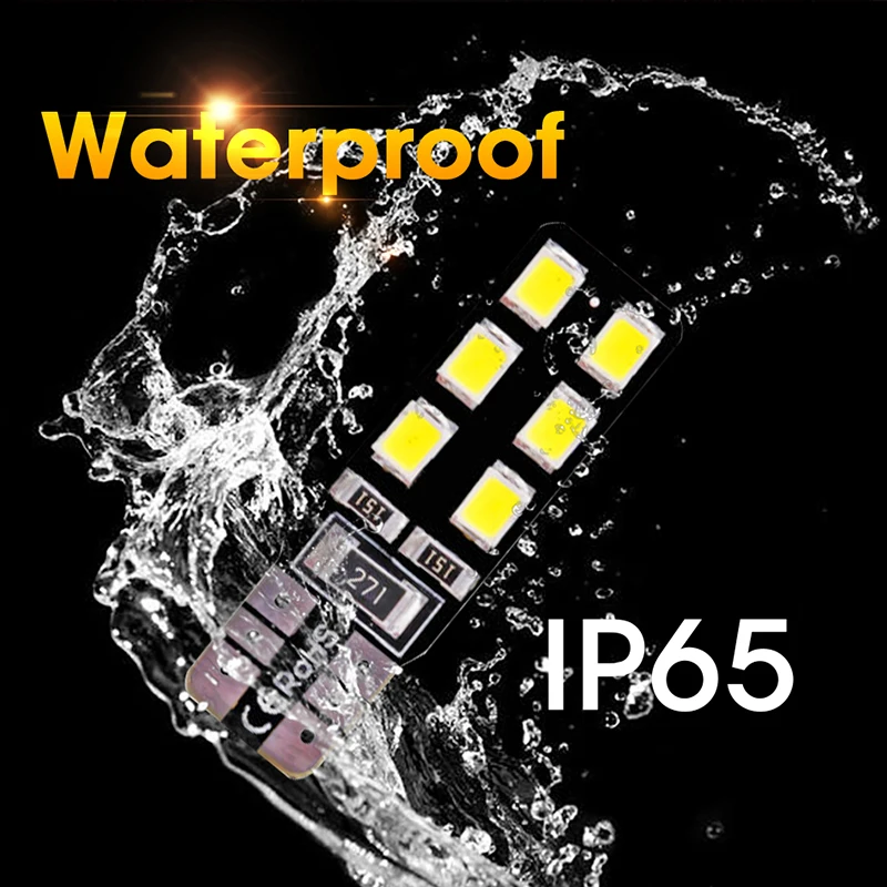 hlxg 10PCS T10 LED Canbus Error Free 12-SMD 2835 Silica Light Bulb 6000K W5W 194 168 12V Car Side Wedge White Lamp | Автомобили и
