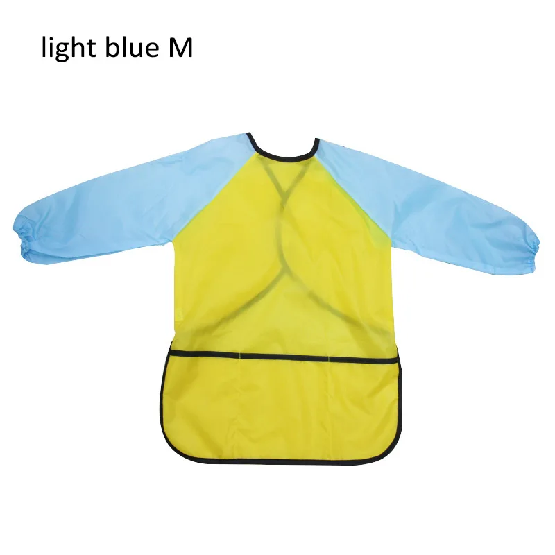 light blue M Водонепроницаемый подарок на день рождения 1 шт. Рисование фартук с длинным рукавом портативный обучения Образование интересные игрушки Дети - Цвет: light blue M