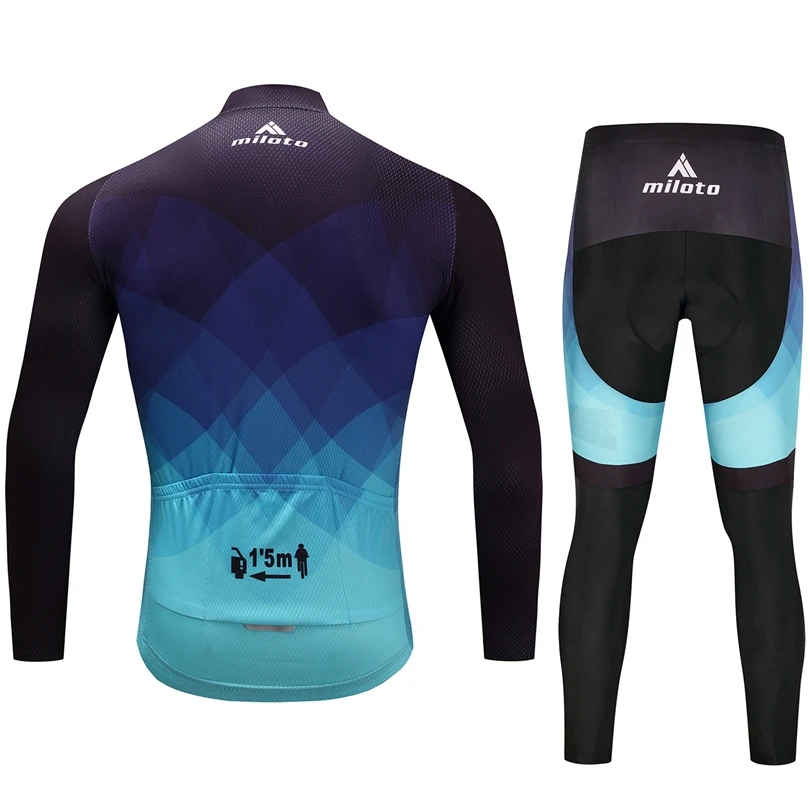 MILOTO Pro длинный рукав мужские комплекты для велоспорта дышащий 3D коврик