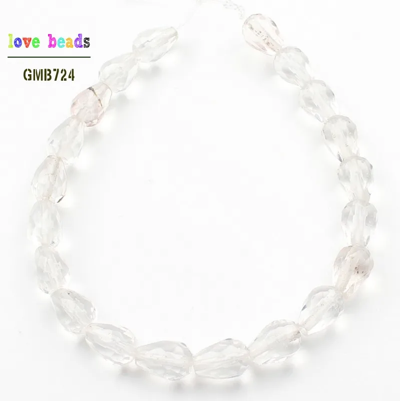 clear quartz Бусины Из Натурального граненого камня в форме капли, авантюрин, тигровый глаз, красные яшмы, бусины 8*10 мм, бусины для изготовления ювелирных изделий, 20 шт - Цвет: clear quartz