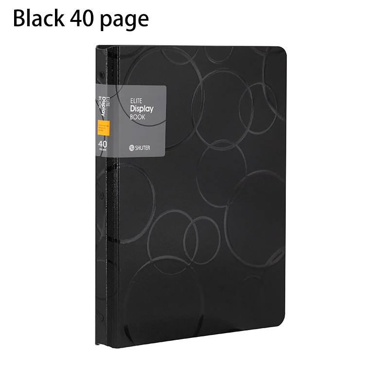 black 40page 240*310 мм A4 профессиональная папка для документов 30 40 60 80 страниц папка для презентаций дисплей книга офис бизнес органайзер для документов - Цвет: black 40page