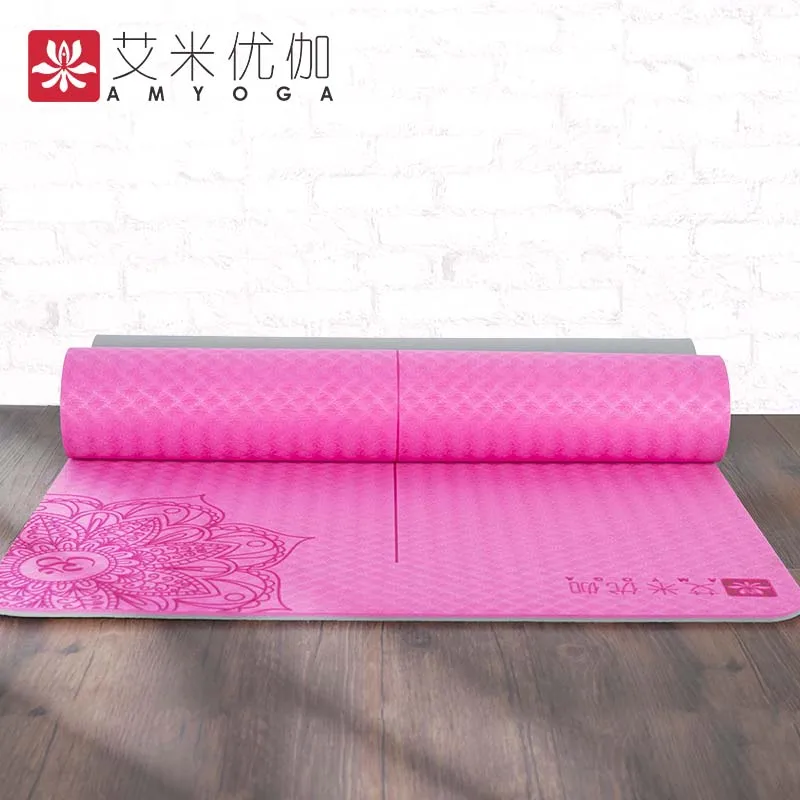 pink- flower design 6 мм TPE Нескользящие коврики для йоги для фитнеса безвкусный пилатес тренажерный зал упражнения Спорт - Цвет: pink- flower design