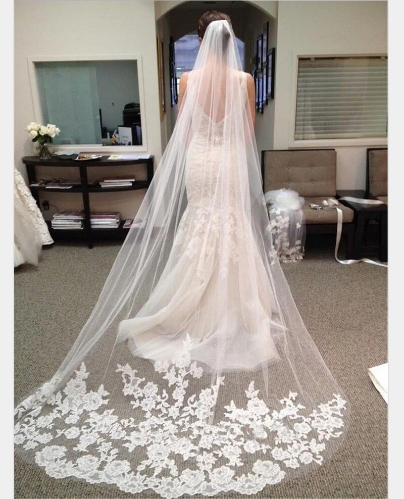 Белая и нежная вуаль свадебная длиной 3 метра | Свадьбы торжества