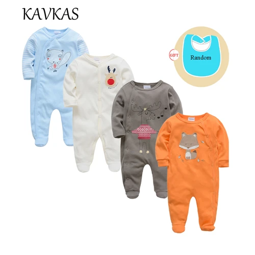 Kavkas/4 шт./партия одежда для малышей хлопковые детские комбинезоны на Рождество с длинными рукавами и круглым вырезом roupa de bebes, Одежда для новорожденных девочек и мальчиков - Цвет: 81848643