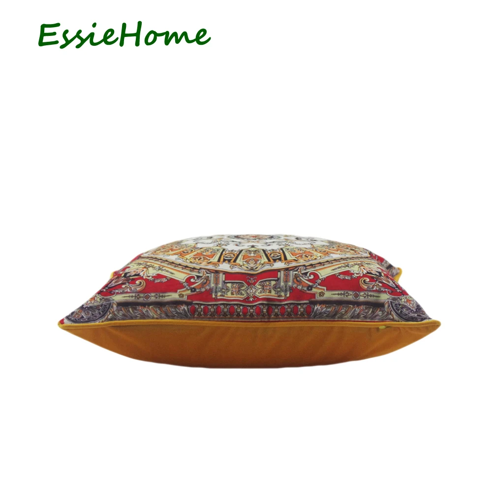 Домашняя Вельветовая Подушка с принтом ESSIE красная мандала круглая Rococo стиль
