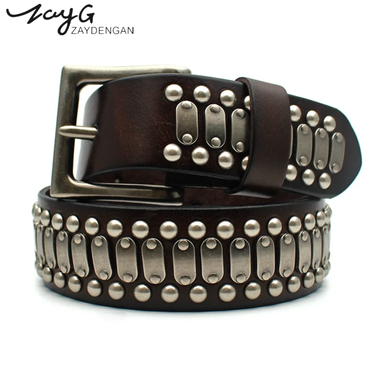 Ремень ZAYG в стиле панк высококачественный кожаный ремень для мужчин и женщин