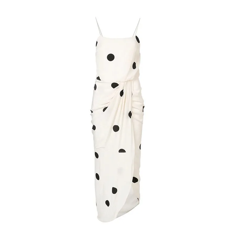 Женское платье в горошек TWOTWINSTYLE летнее с открытыми плечами без рукавов высокой