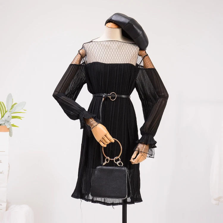 Для женщин весеннее платье Новый 2019 Slash средства ухода за кожей Шеи пикантные