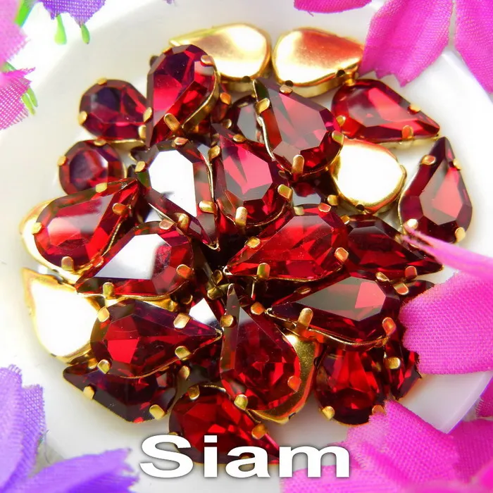 A19 Dark red Стеклянный кристалл золотой коготь 3*6 мм 6*10 мм 8*13 мм Необычные цвета тонкий капли воды Груша Форма пришить стразы бусины ручной работы diy - Цвет: A19 Dark red