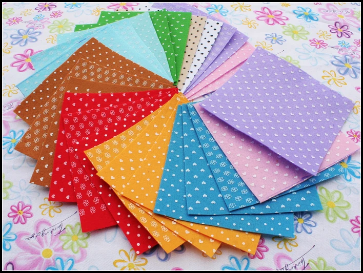 

DIY Handmade Felt Fabric for scrapbook ,Craft Sewing Non-woven Fabric Heart ,Flower ,Dots 3 design 27 pcs ,15*15cm Free shipping