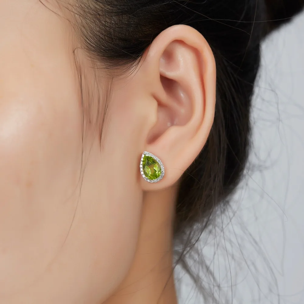 Lohaspie однотонные серьги-гвоздики и подвески из белого золота 14 к с натуральным