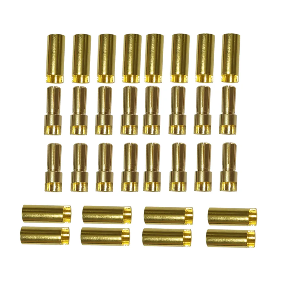 100 pairs Bullet Connector Plug 2.0/3.0/3.5/4.0/5.5/6.0/6.5mm Battery Connector Green Gold Plated Stereo Plug Banana Head