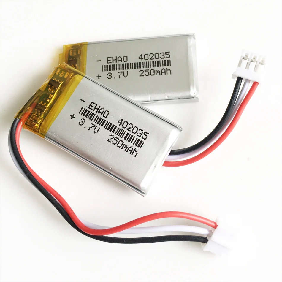 3 7 V 250mAh 402035 литий полимерная LiPo аккумуляторная батарея JST PH 2 0 мм 3pin разъем для GPS Mp3