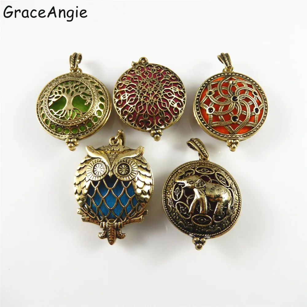 Новый Бронзовый (30 мм) магнит диффузор Медь Древо жизни животных сова цветок