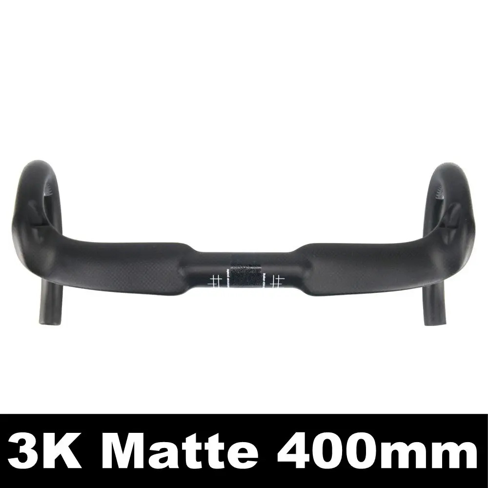 3K Matte 400mm Супер светильник внутреннего руль из углеродного волокна, волокна, руль для шоссейного велосипеда, руль для езды на велосипеде рулем типа «бараньи рога» обмотки руль велосипеда Бент бар 31,8*400/420/440 мм - Цвет: 3K Matte 400mm