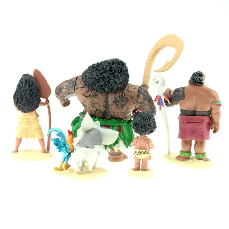 Игрушки Принцессы Disney 5 шт./компл. 10 см Моана Maui Heihei Waialik Chief Tui ПВХ экшн фигурка