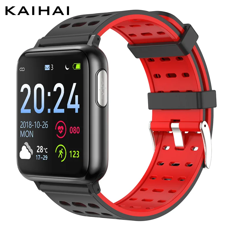 red smartwatch KAIHAI H69 ECG PPG SpO2 HRV трекер активности спортивные фитнес умные часы для поддержания здорового образа жизни мужские электронные измерения артериального давления кровяного кислорода пульсометр Смарт-часы носимые у - Цвет: red smartwatch