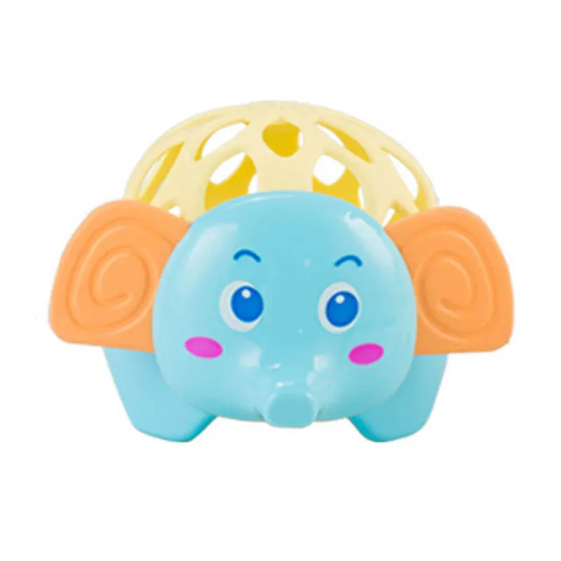 

Hot Selling Baby Toy Soft Hand Rattle Cute Lion Elephant Random Animals Hollow Rattle Ball with Teether for Infant
