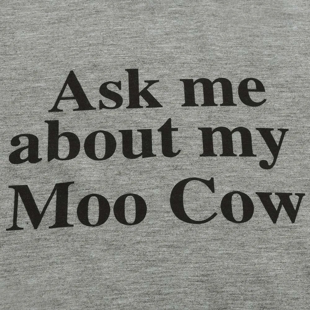 Детская футболка с надписью «ASK ME ABOUT MY MOO COW» Мягкие топы с надписью «Cow Inside» для маленьких мальчиков и девочек, Милая футболка