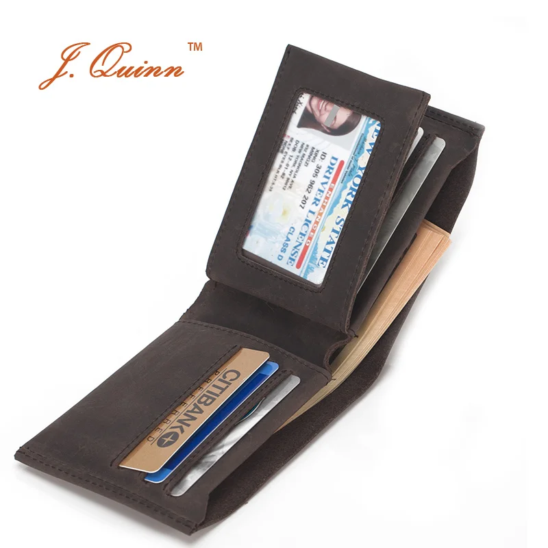 Мужской винтажный бумажник J.Quinn из коровьей кожи классический держатель для карт