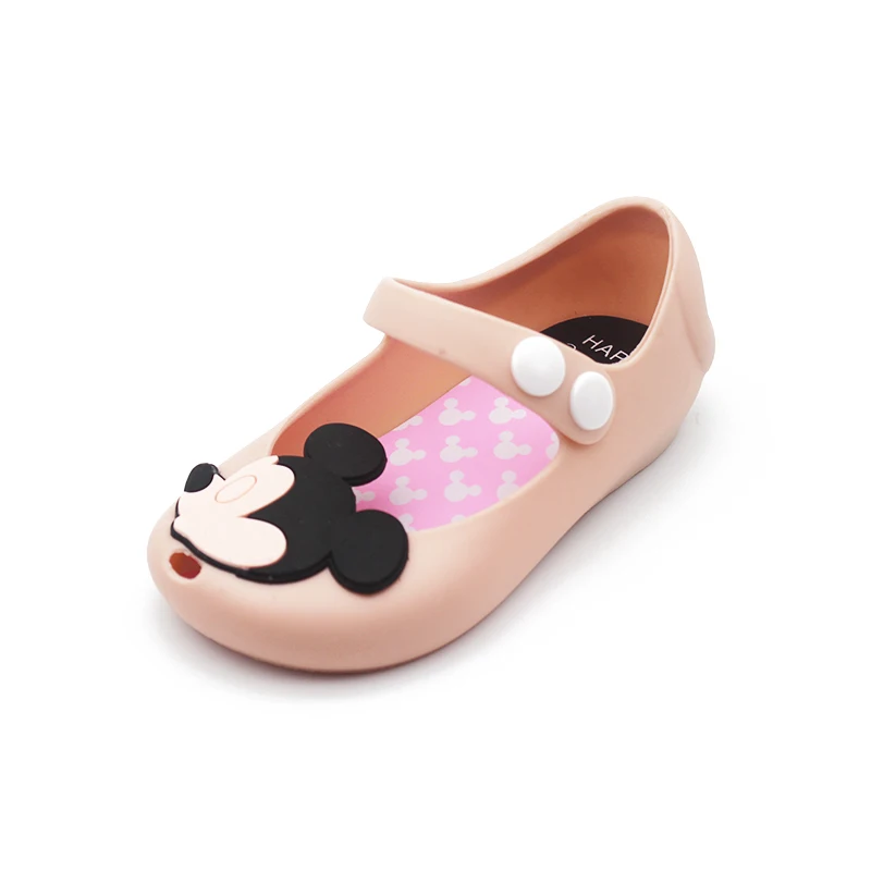Mini Melissa/прозрачные сандалии; Новинка года; обувь для девочек с Минни и Микки; прозрачная обувь; сандалии с даргоном для девочек; нескользящие детские сандалии для малышей - Цвет: Beige