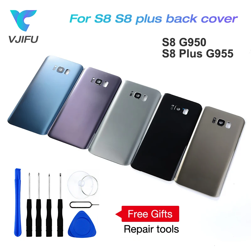 

10PCS/lot For Samsung S8 S8 Plus Backglass battery Cover S8+ S8plus SM-G955 S8 G9500 Housing Back Cover Phone Rear Battery Door