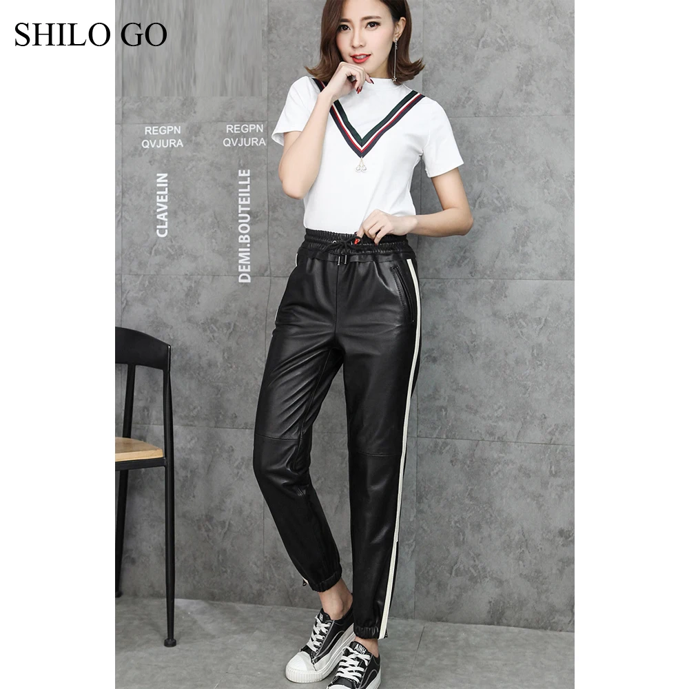 Женские кожаные брюки SHILO GO осенние модные из натуральной овечьей кожи