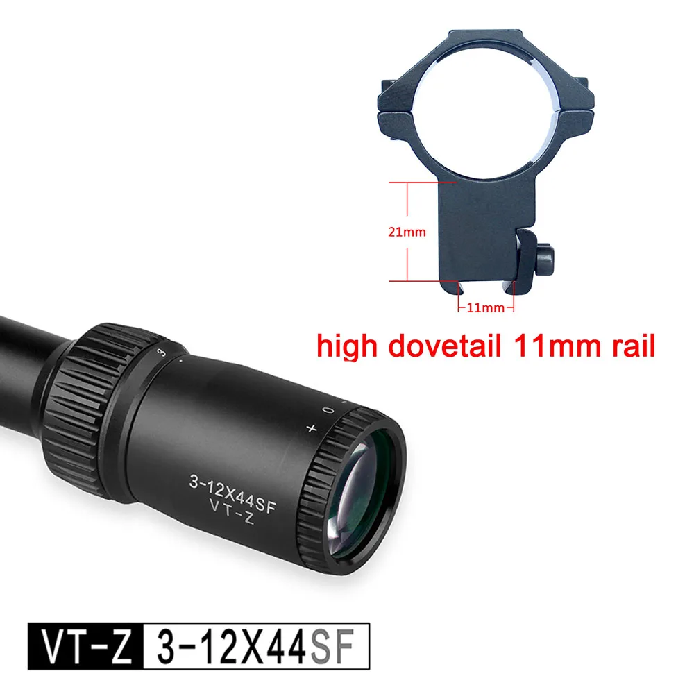 high dovetail 11mm Дискавери VT-Z 3-12X44SF большое колесо боковая фокусировка оптический прицел экономичный Охотничий Тактический прицел - Цвет: high dovetail 11mm