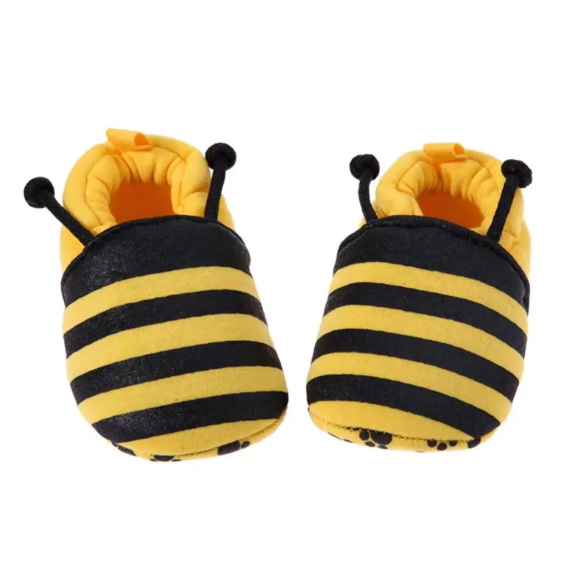 Хлопковая мягкая детская мультяшная обувь Божья коровка желтая пчела детская обувь с рисунком эластичная лента Мягкая первая ходунка хлопковая теплая зимняя детская обувь