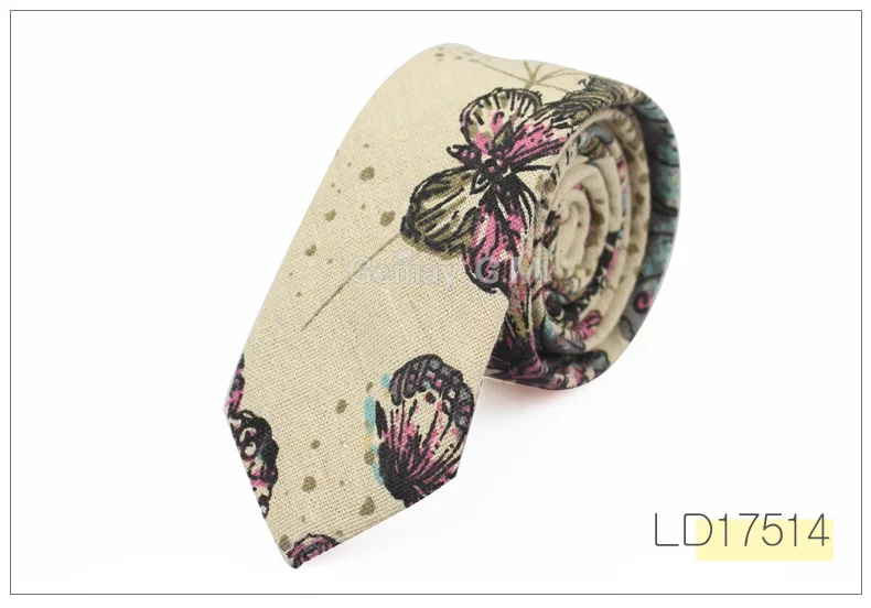 Fashion Mens Neck Tie Linen Skinny Tie for Men Wedding Party Print Neckties Casual Men Retro Neckwear Star Female Cartoon Ties - Цвет: LD17514